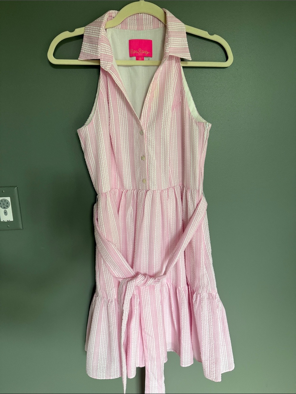 Lilly Pulitzer Pink Striped Sleeveless Collared Dress